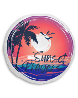 Sunset Prayers Floor Pillow, Round